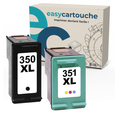 Pack 2 cartouches compatibles HP 350XL 351XL noir et couleur